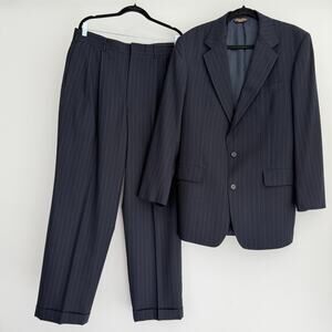 Brooks Brothers Suit Men 40 Navy Wool Brooksease Pinstripe Pants 34x30 USA Made